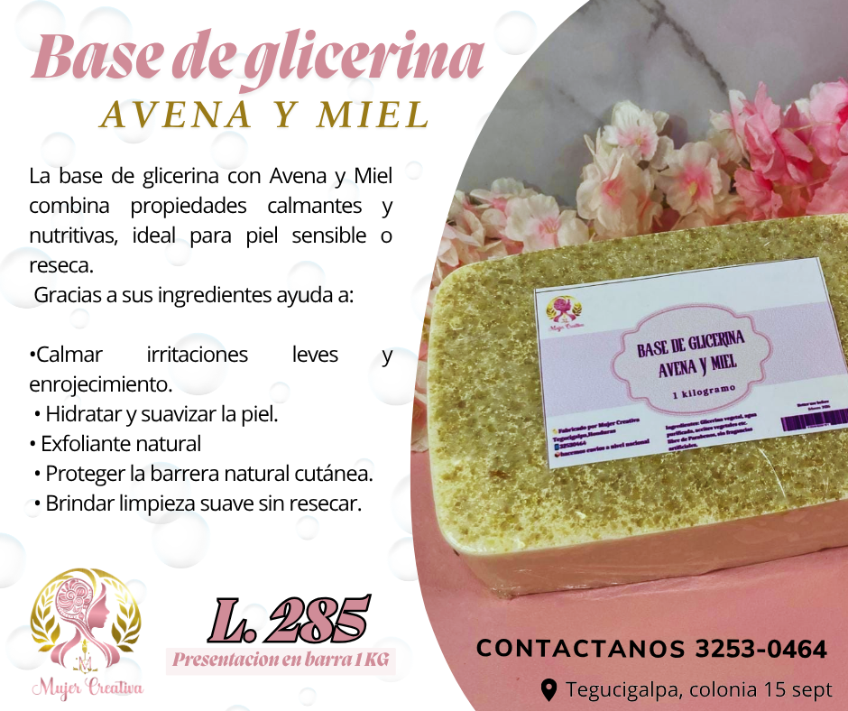 Base de glicerina avena y miel