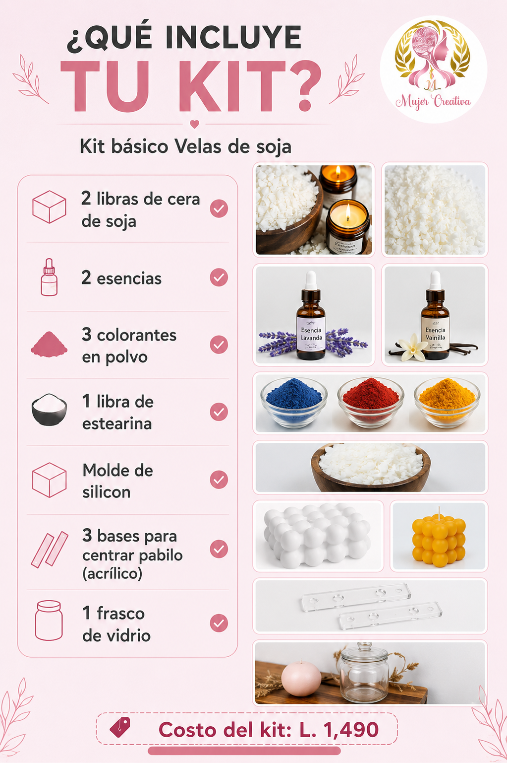Kit Básico para hacer Velas Artesanales de Soja